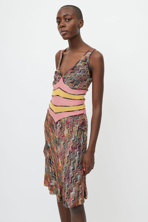 Missoni Multi Chevron Knit V-Neck Dress