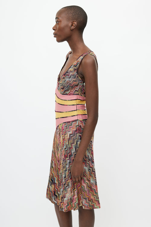 Missoni Multi Chevron Knit V-Neck Dress