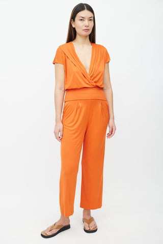 Missoni Orange Short Sleeve Surplice Top