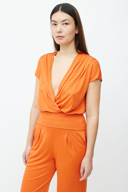 Missoni Orange Short Sleeve Surplice Top