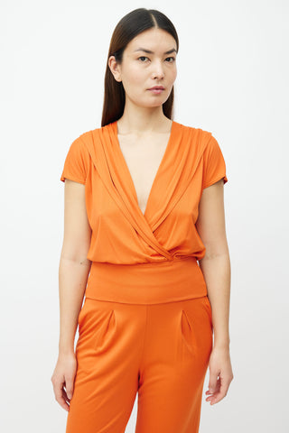 Missoni Orange Short Sleeve Surplice Top