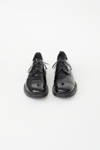 Miu Miu Black Patent Leather Lace-Up Derby