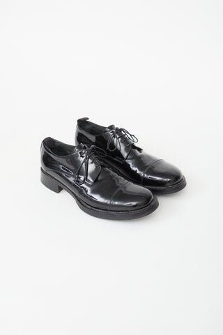 Miu Miu Black Patent Leather Lace-Up Derby