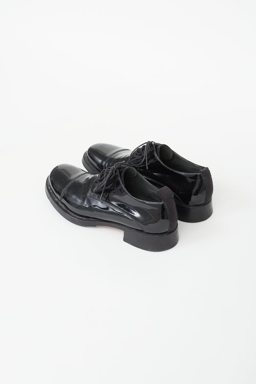 Miu Miu Black Patent Leather Lace-Up Derby