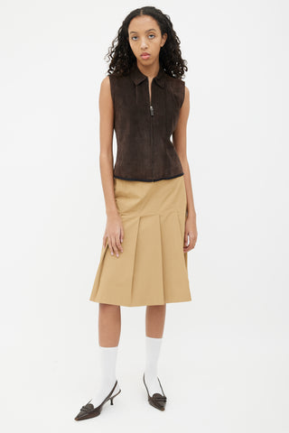 Miu Miu Brown Suede 
Mesh Vest