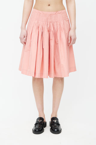 Miu Miu Pink Pleated A-Line Skirt