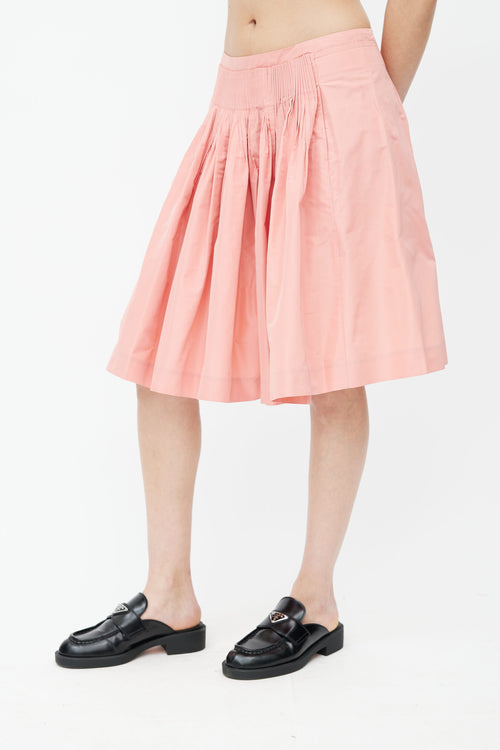 Miu Miu Pink Pleated A-Line Skirt