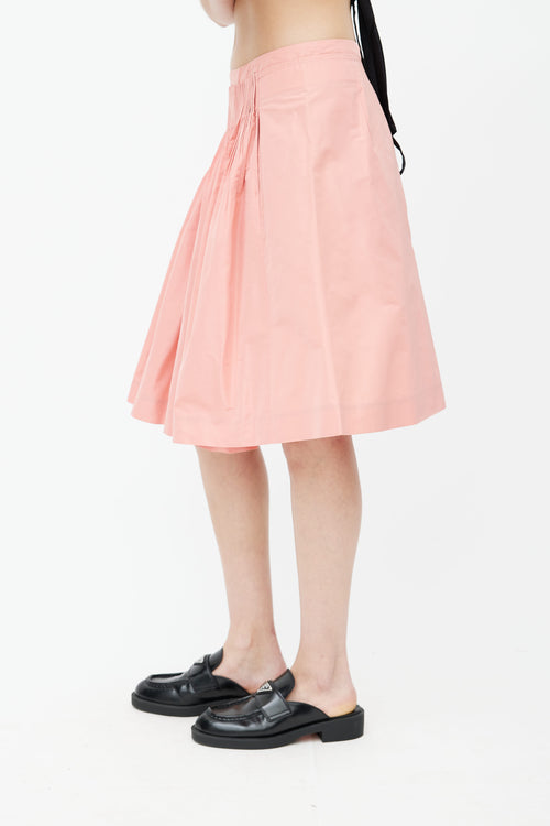 Miu Miu Pink Pleated A-Line Skirt