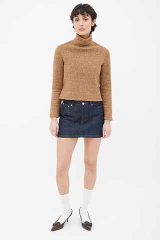 Miu Miu Brown 
Green Panelled Buckle Turtleneck