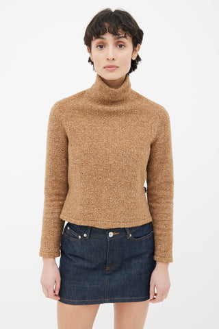 Miu Miu Brown 
Green Panelled Buckle Turtleneck