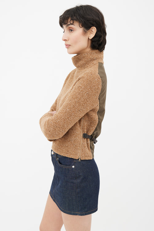 Miu Miu Brown 
Green Panelled Buckle Turtleneck