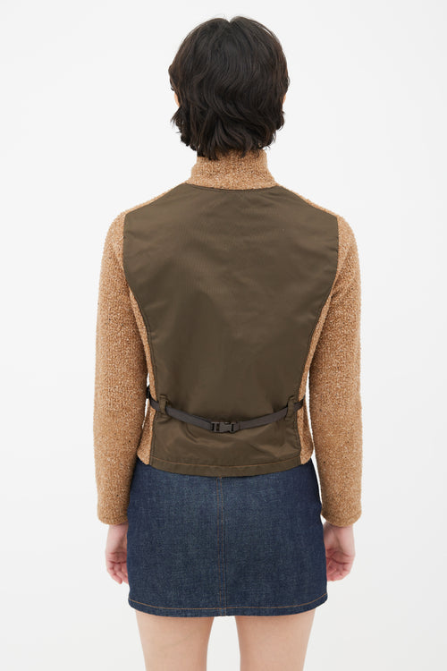 Miu Miu Brown 
Green Panelled Buckle Turtleneck