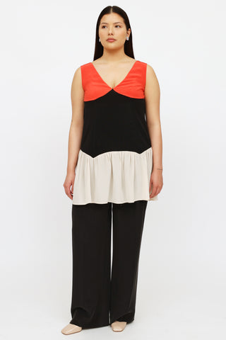 Miu Miu Red Black 
Cream Top