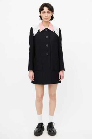 Miu Miu Black Sequin Collar Coat