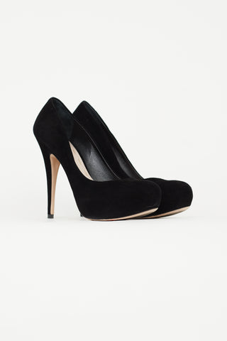 Miu Miu Black Suede Platform  Pump