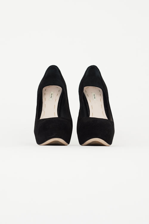 Miu Miu Black Suede Platform  Pump