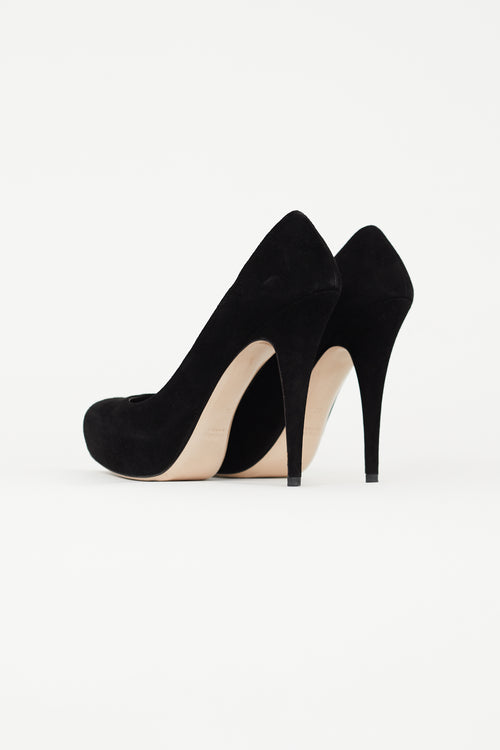 Miu Miu Black Suede Platform  Pump