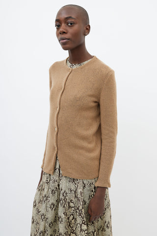 Miu Miu Brown Knit Crew Neck Cardigan