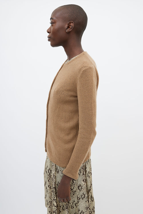 Miu Miu Brown Knit Crew Neck Cardigan