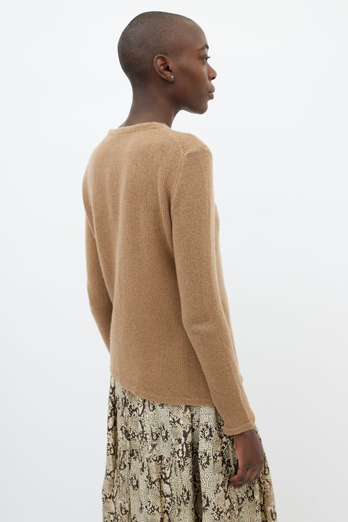 Miu Miu Brown Knit Crew Neck Cardigan