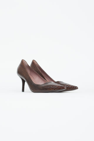 Miu Miu Brown Textured Leather Pump