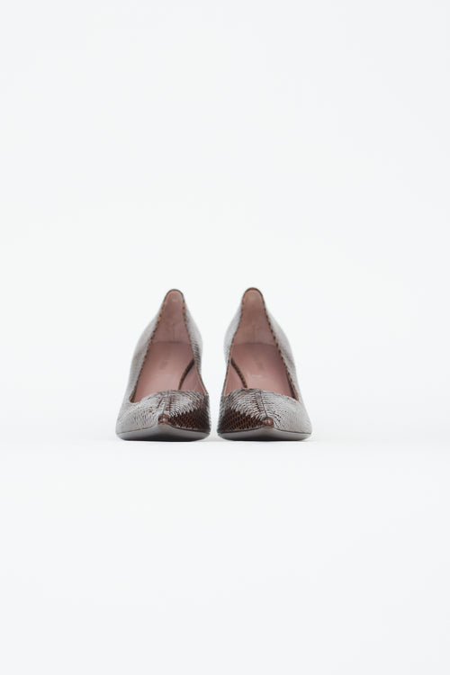 Miu Miu Brown Textured Leather Pump