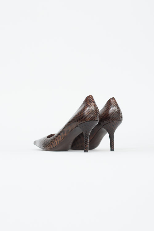 Miu Miu Brown Textured Leather Pump