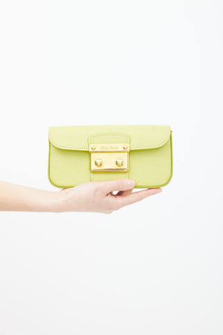 Miu Miu Green Madras Leather 
Gold-Tone Clutch