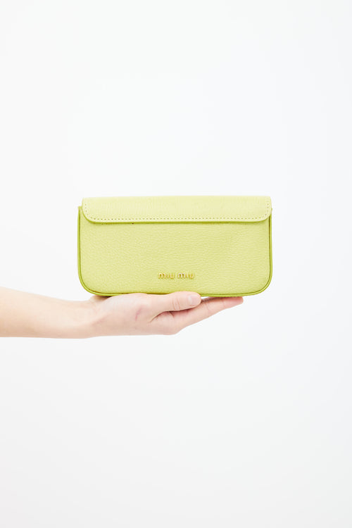 Miu Miu Green Madras Leather 
Gold-Tone Clutch