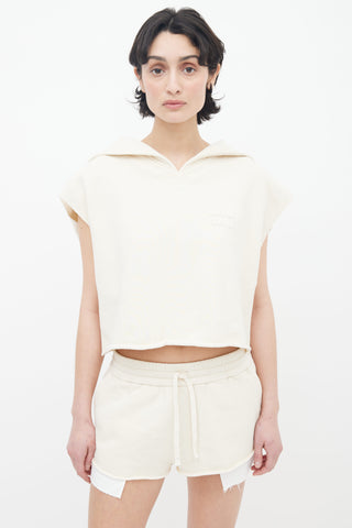 Miu Miu Spring 2022 Cream Logo Sleeveless Hoodie