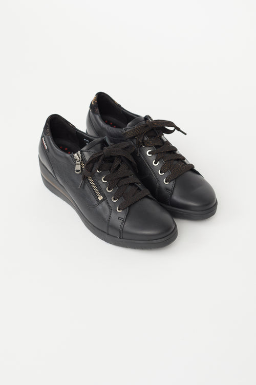 Mobils Black Leather Patrizia Wedge Sneaker