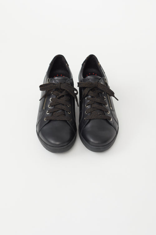 Mobils Black Leather Patrizia Wedge Sneaker