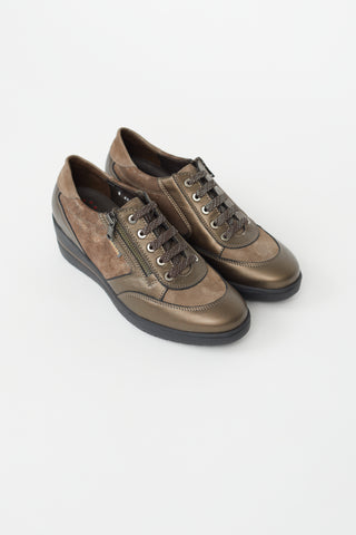 Mobils Bronze Leather Patrizia Wedge Sneaker