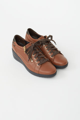 Mobils Brown Leather Patrizia Wedge Sneaker