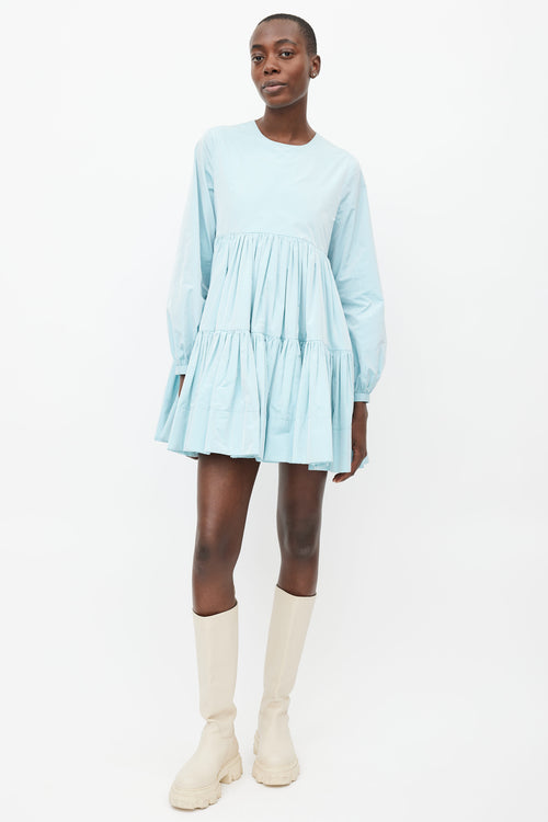 Molly Goddard Blue Pleated Baby Doll Dress