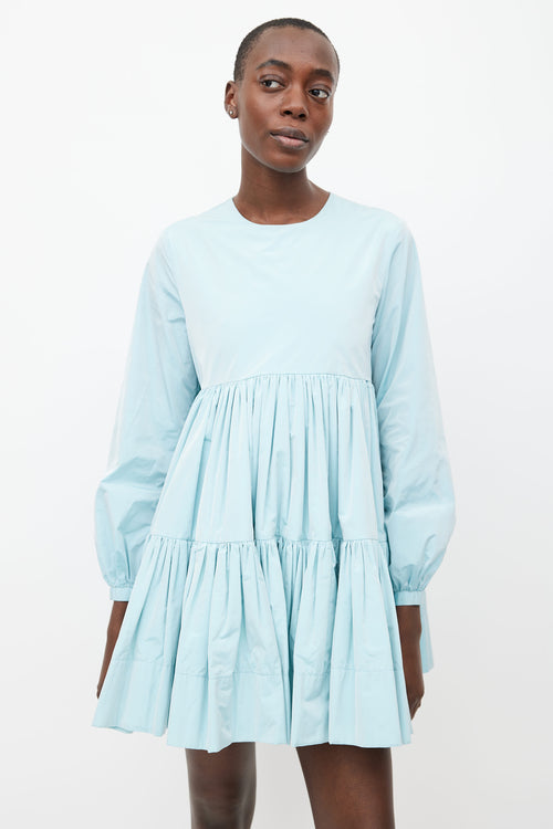 Molly Goddard Blue Pleated Baby Doll Dress