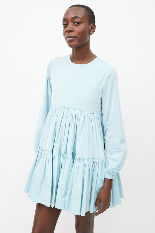 Molly Goddard Blue Pleated Baby Doll Dress