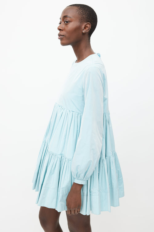 Molly Goddard Blue Pleated Baby Doll Dress