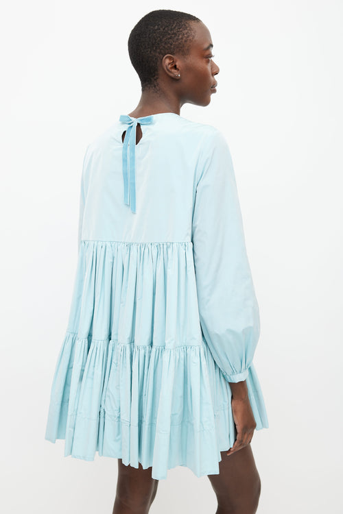 Molly Goddard Blue Pleated Baby Doll Dress