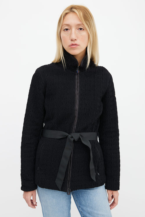 Moncler Black Textured Belted Jacket