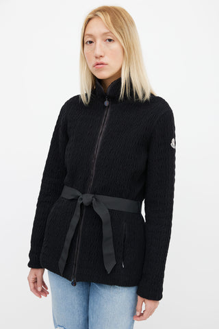 Moncler Black Textured Belted Jacket