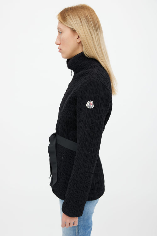 Moncler Black Textured Belted Jacket