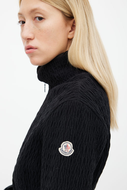 Moncler Black Textured Belted Jacket