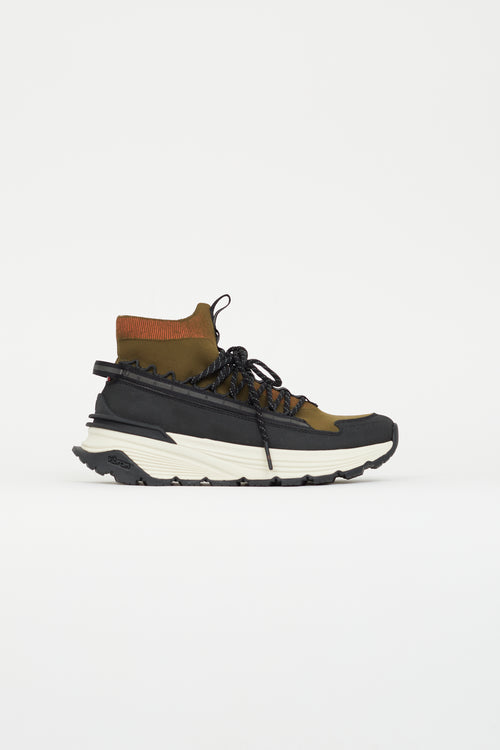 Moncler Black 
Olive Green Monte Runner Sneaker