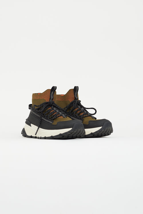 Moncler Black 
Olive Green Monte Runner Sneaker