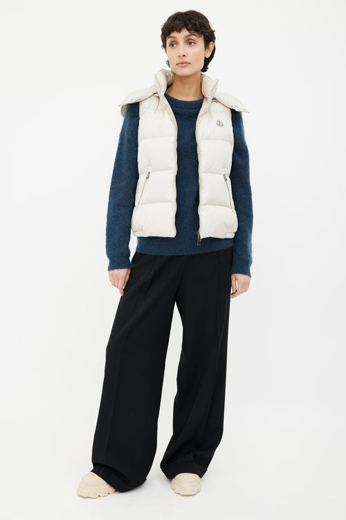 Moncler Cream Hooded Puffer Vest