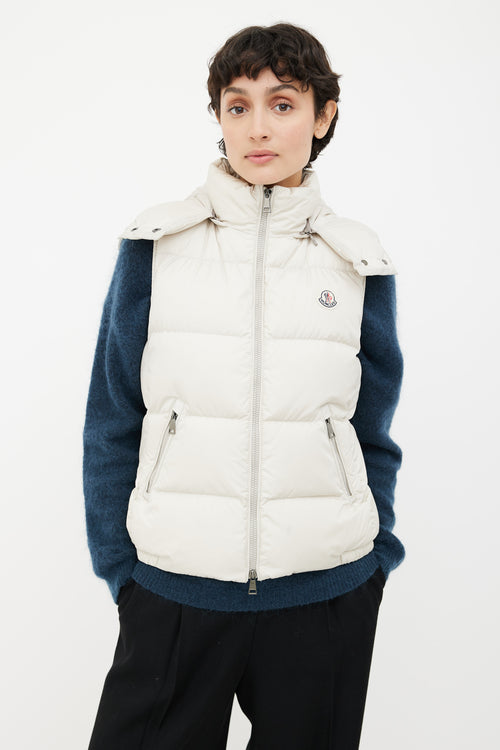 Moncler Cream Hooded Puffer Vest