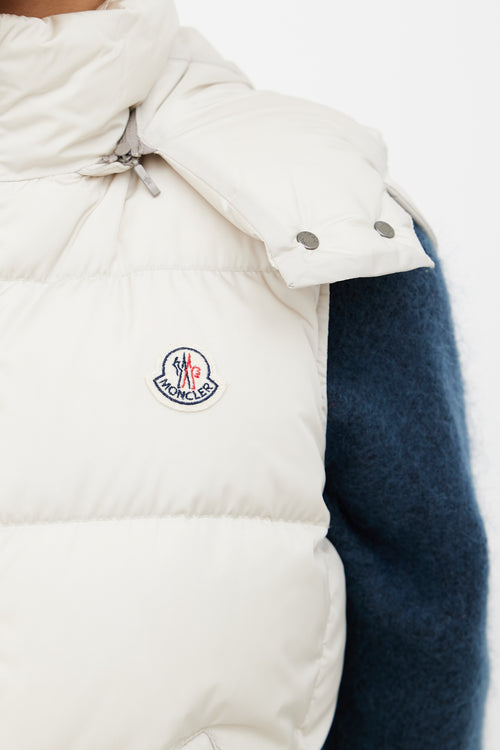 Moncler Cream Hooded Puffer Vest