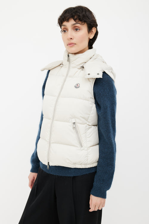 Moncler Cream Hooded Puffer Vest