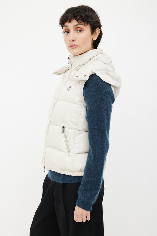 Moncler Cream Hooded Puffer Vest